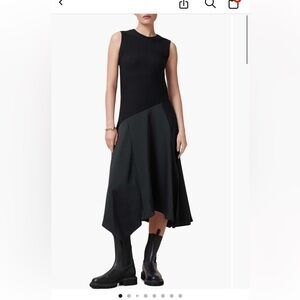 AllSaints Pia Sleeveless Mixed Media Asymmetric Dress